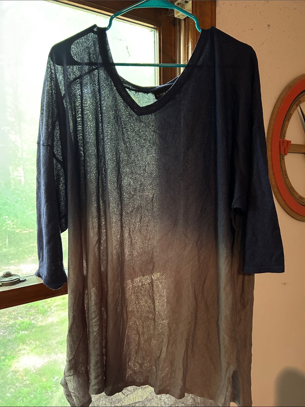 Lane Bryant Navy to Gray Ombre Sheer Tunic Top